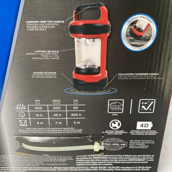 Coleman Conquer Spin Lantern 550 Lumens Rugged Camping Outdoors Hiking LED - Picture 10 of 11
